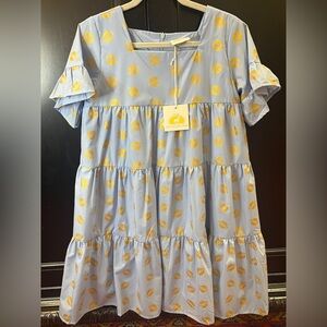 NWT Game Day Tiered Dress with Footballs in Light Blue by The Yellow Lab…